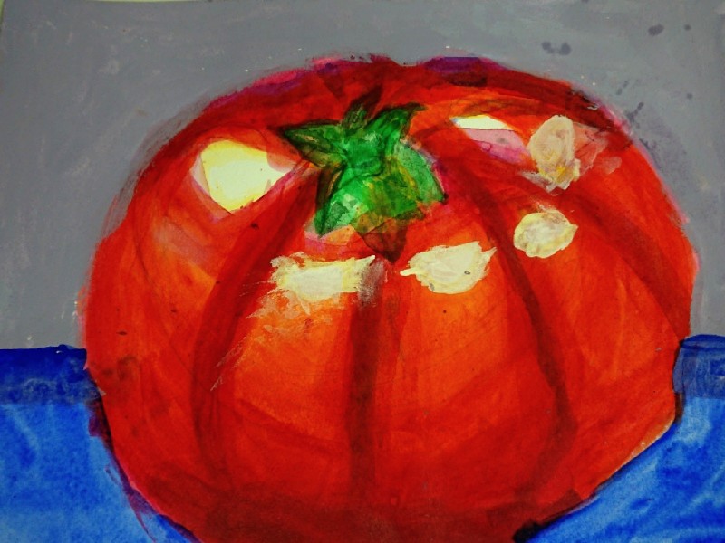 11月の作品完成 トマトの水彩画 黒猫の美術教室