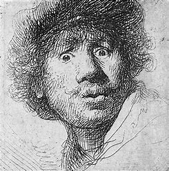 レンブラント1630年 「目をむいた自画像」24歳